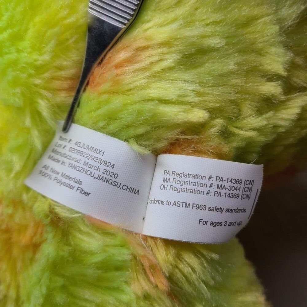 A&A Global Rainbow Bear 12" Plush Toy Stuffed Animal Sitting Yellow Tie Dye - Picture 11 of 11